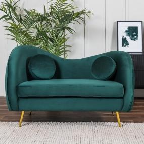 SOFÁ 2 PLAZAS BEAN TERCIOPELO 150 CM VERDE CON COJINES