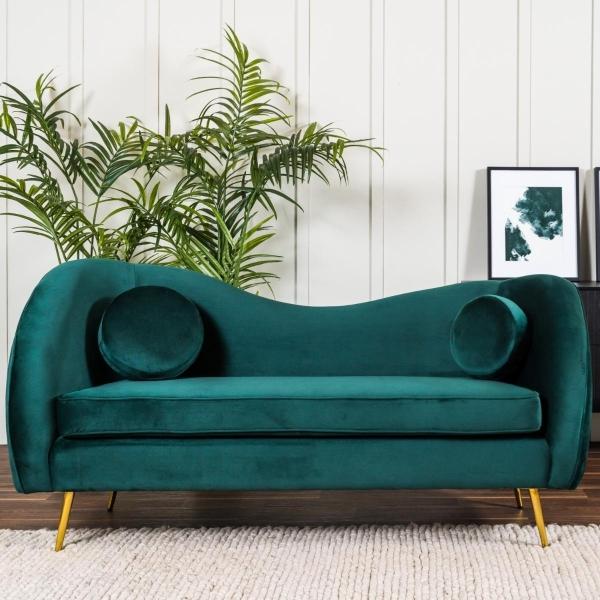 SOFÁ 3 PLAZAS BEAN TERCIOPELO 185 CM VERDE CON COJINES