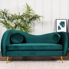 SOFÁ 3 PLAZAS BEAN TERCIOPELO 185 CM VERDE CON COJINES