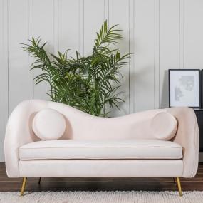 SOFÁ 3 PLAZAS BEAN TERCIOPELO 190 CM BEIGE CON COJINES