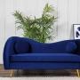 SOFÁ 3 PLAZAS BEAN RESPALDO EN S TERCIOPELO 190 X 87 X 91 CM AZUL CON COJINES