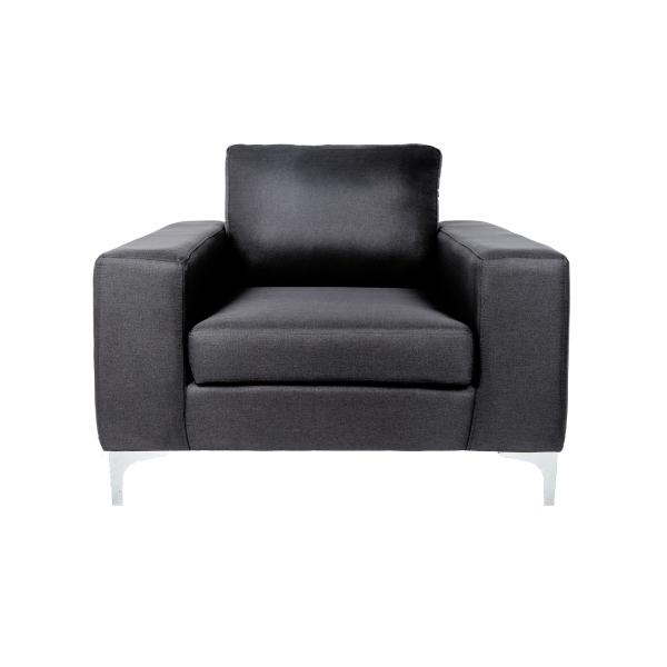 SILLÓN FIJO 1 PERSONA NIAGARA POLIÉSTER NEGRO Y PLATA