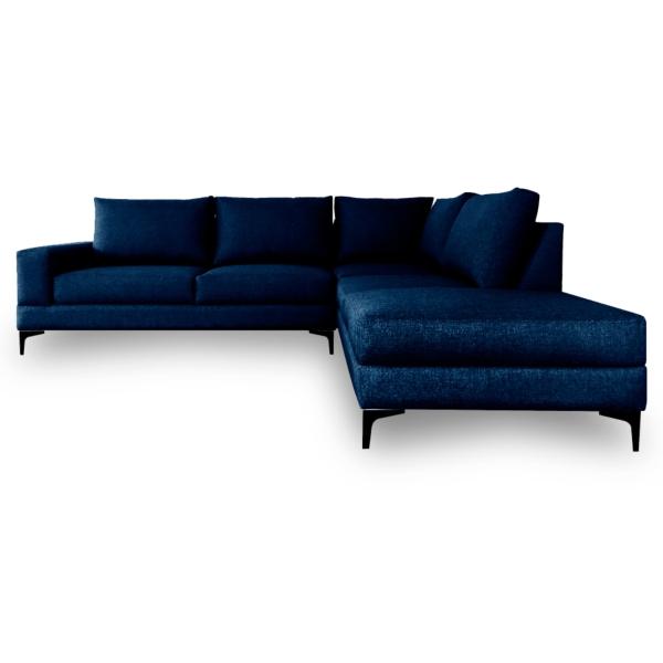 SOFÁ SECCIONAL NIAGARA LADO DERECHO POLIÉSTER 260 X 240 CM AZUL MARINO SIN COJINES