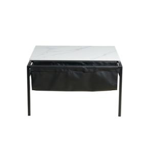 MESA CENTRO DECORATIVA METAL Y MÁRMOL SINTÉTICO 80 X 45 CM BLANCO