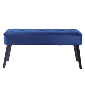 PIE DE CAMA TABURETE DE TERCIOPELO AZUL 100 CM