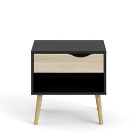BURÓ OSLO MADERA INDUSTRIALIZADA NEGRO Y ROBLE 1 CAJÓN ESTILO NÓRDICO FUNCIONAL