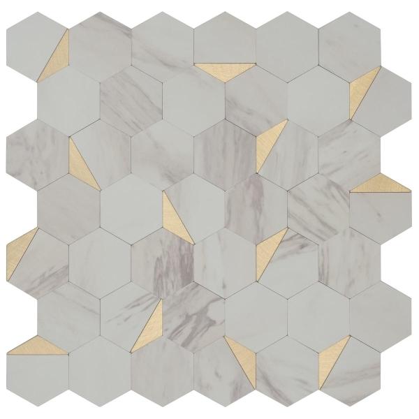 MALLA CALACATTA GOLD TIPO MOSAICO 30 X 30 CM VINIL 1 PIEZA