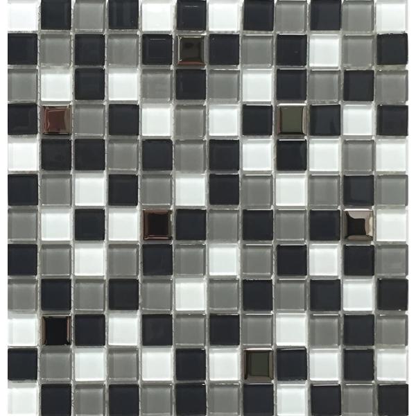 MALLA BLACK WHITE TIPO MOSAICO 30 X 30 CM VIDRIO 1 PIEZA