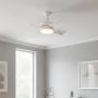 VENTILADOR Y ÁMPARA DE TECHO LED E27 CIRCULAR BLANCO ATENUABLE PARA INTERIOR