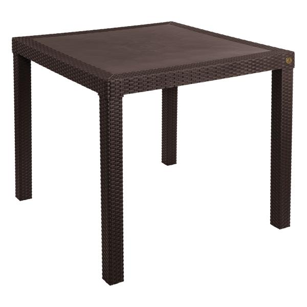 MESA DE JARDÍN CUADRADA RÍGIDA PLÁSTICO RATTAN CHOCOLATE