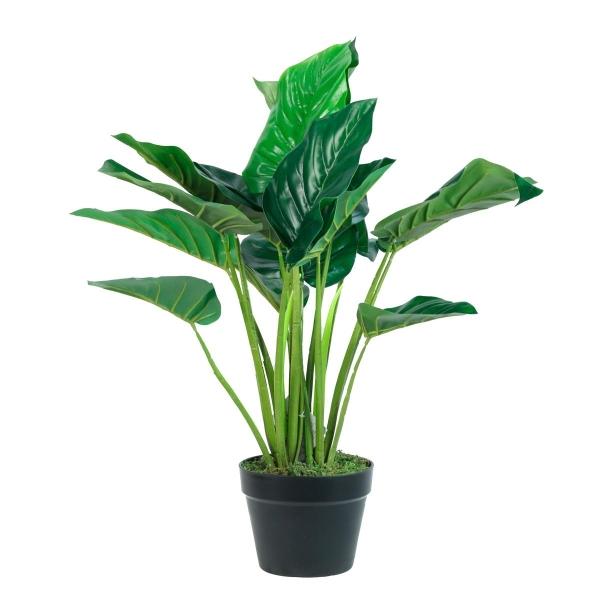 PLANTA ALOCASIA ARTIFICIAL INTERIOR MACETA 60 CM VERDE