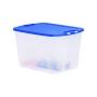 CAJA ORGANIZADORA TRANSPARENTE 87 L PLÁSTICO TAPA AZUL CON BROCHE