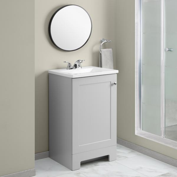MUEBLE PARA BAÑO A PISO GLACIER BAY 18" GRIS PERLA EN TERMOFORMADO CON LAVABO BLANCO