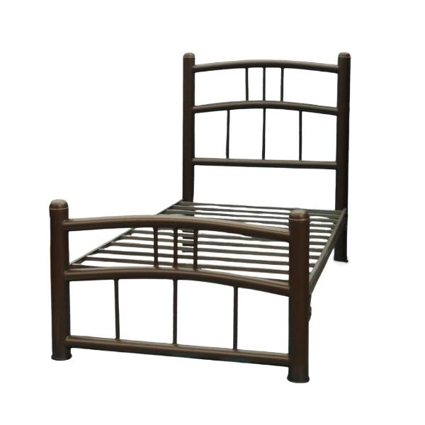 CAMA INDIVIDUAL DE ACERO CHOCOLATE ALTO SOPORTE CLÁSICO 200 KG