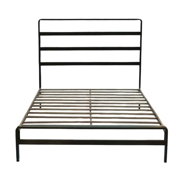 CAMA INDIVIDUAL DE ACERO NEGRO CON CABECERA MODERNO 250 KG