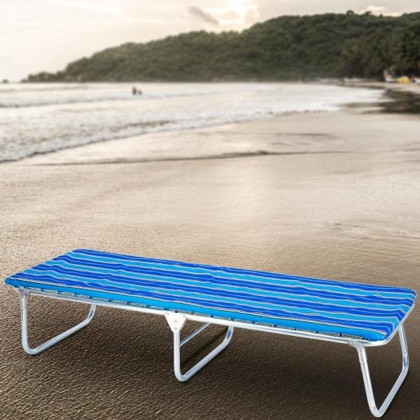 CATRE PLEGABLE INDIVIDUAL DE ACERO AZUL MARINO CON COLCHONETA ESTILO PORTÁTIL 110 KG