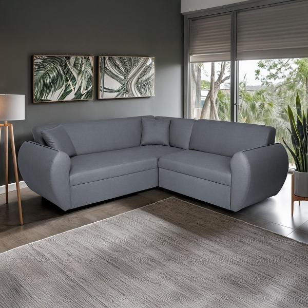 SALA ESQUINERA YOCO TRACK SOFÁ CAMA TELA 215 CM GRIS