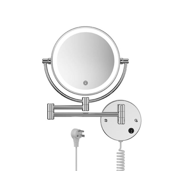 ESPEJO PARA BAÑO CON LUZ LED METAL CROMO 33.5 X 28 CM CON AUMENTO