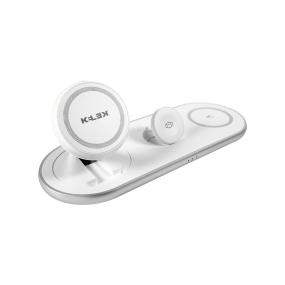 CARGADOR 3 EN 1 BASE MAGNÉTICA INALÁMBRICA BLANCO