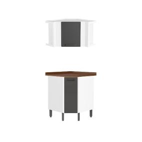 MUEBLE DE COCINA 2 MÓDULOS 141.7 X 56.3 X 56.3 CM ACERO MATE GRIS