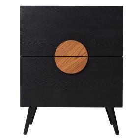 BURÓ DE MADERA MDF NEGRO CON 2 CAJONES ESTILO MID CENTURY ALMACENAMIENTO FUNCIONAL