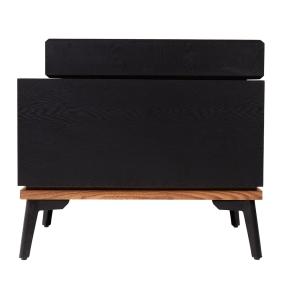 BURÓ DE MDF NEGRO Y NOGAL 2 CAJONES ESTILO MINIMALISTA ALMACENAMIENTO FUNCIONAL