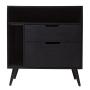 BURÓ DE MADERA MDF NEGRO 2 CAJONES ESTILO MODERNO ALMACENAMIENTO FUNCIONAL