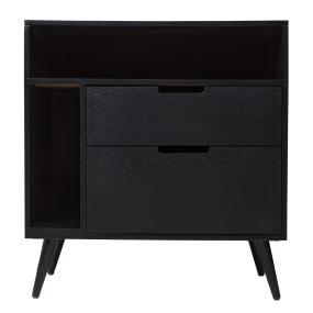 BURÓ DE MADERA MDF NEGRO 2 CAJONES ESTILO MODERNO ALMACENAMIENTO FUNCIONAL