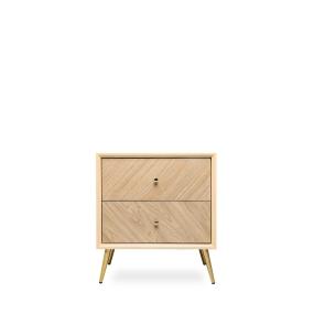 BURÓ DE MDF Y METAL COLOR MADERA 2 CAJONES ESTILO MID CENTURY ALMACENAMIENTO FUNCIONAL