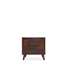 BURÓ DE MDF NOGAL OSCURO 2 CAJONES ESTILO MID CENTURY CON RELIEVE ALMACENAMIENTO