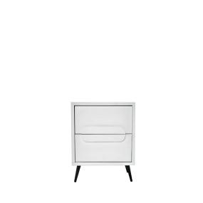 BURÓ MDF Y METAL BLANCO Y NEGRO 2 CAJONES MID CENTURY FUNCIONAL