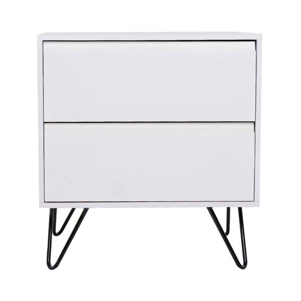 BURÓ MDF BLANCO Y NEGRO 2 CAJONES ESTILO INDUSTRIAL ALMACENAMIENTO