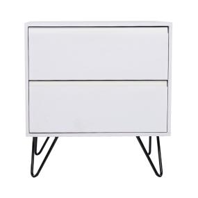BURÓ MDF BLANCO Y NEGRO 2 CAJONES ESTILO INDUSTRIAL ALMACENAMIENTO