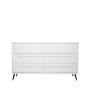 CAJONERA CÓMODA MDF BLANCO Y NEGRO 6 CAJONES MID CENTURY CON PATAS DE METAL
