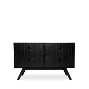 CAJONERA HORIZONTAL MDF NEGRO 4 CAJONES PARA RECÁMARA ESTILO NÓRDICO