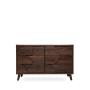 CAJONERA CÓMODA MDF NOGAL OSCURO 6 CAJONES PARA RECÁMARA ESTILO MID CENTURY