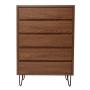 CAJONERA CÓMODA MDF NOGAL Y NEGRO 5 CAJONES PARA RECÁMARA ESTILO INDUSTRIAL