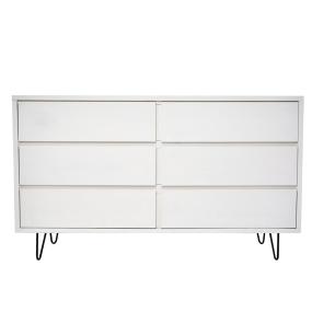 CAJONERA CÓMODA MDF Y METAL BLANCO Y NEGRO 6 CAJONES PARA RECÁMARA INDUSTRIAL