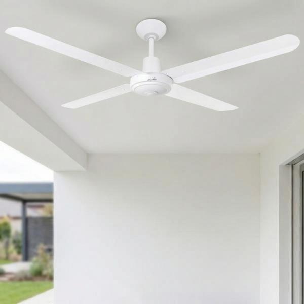 VENTILADOR DE TECHO RAFAGA 56" INDUSTRIAL PARA INTERIOR/EXTERIOR BLANCO