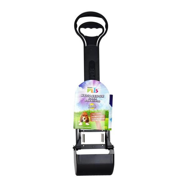 RECOGEDOR DE BASURA PLÁSTICO PARA DESECHOS DE MASCOTAS GRANDE NEGRO