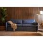 SOFÁ 3 PLAZAS LÍNEA COSMO TELA PREMIUM 220 CM AZUL CON ALMOHADONES