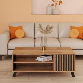MESA CENTRO AUXILIAR MADERA MDF 111 X 42 CM CAFÉ