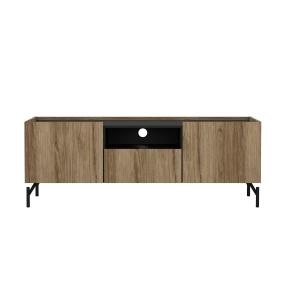 MUEBLE PARA TV PARA 55 PULGADAS MDF Y METAL ROBLE Y NEGRO 147 X 41 X 54 CM