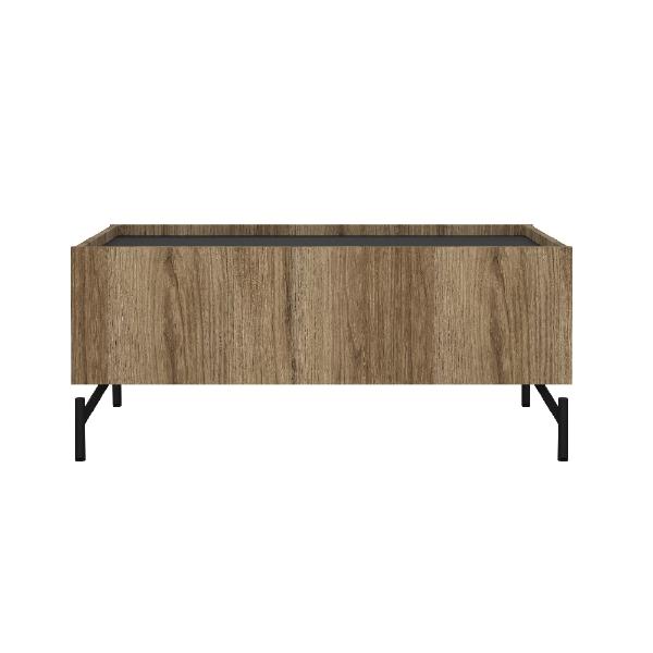 MESA CENTRO DECORATIVA MADERA Y ACERO 100 X 43 CM CAFÉ