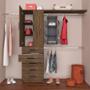 CLÓSET MELAMINA ARMABLE 202 X 240 X 39 CM CAFÉ CON MALETERO, PUERTAS, CAJONES Y NIVELADORES