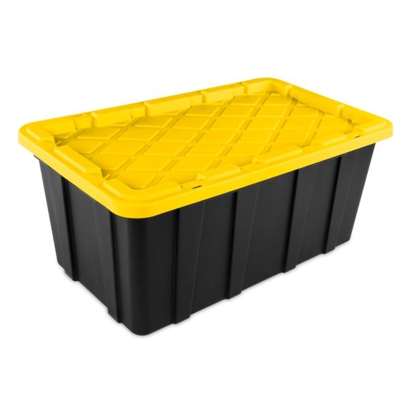 CAJA ORGANIZADORA USO RUDO 144 L RESINA RECICLADA TAPA NEGRA APILABLE
