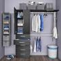 CLÓSET MELAMINA ARMABLE 201 X 240 X 201 CM GRIS CON 5 CAJONES, PUERTAS Y MALETERO