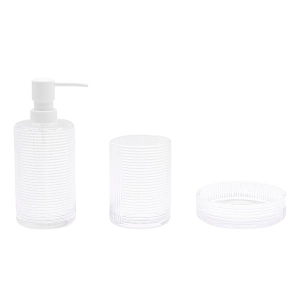 SET DE 3 ACCESORIOS DE BAÑO COLOR BLANCO DE CRISTAL SKAB