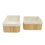 SET 2 GAVETAS ORGANIZADORAS CON FORRO 38 X 28 X 16 CM Y 33 X 23 X 14 CM BAMBÚ CAFÉ