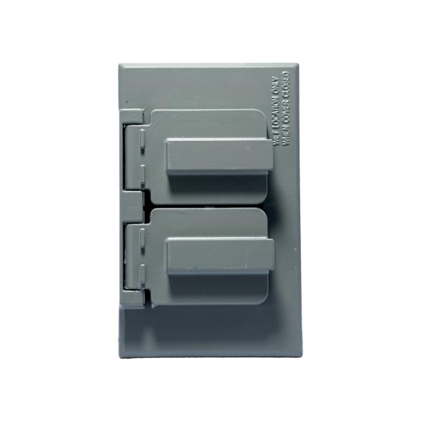 PLACA INTEMPERIE PARA CONTACTO DÚPLEX DE METAL COLOR GRIS